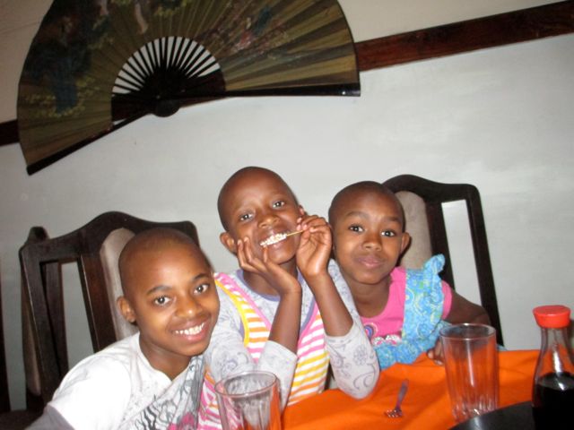 Jacqueline, Happiness and Miriam hamming it up. 